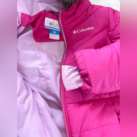 Columbia Fuchsia Kids Puffer Coat Fur Hood 3t 4t toddler girl pink 🎁 Christmas - Picture 7 of 8